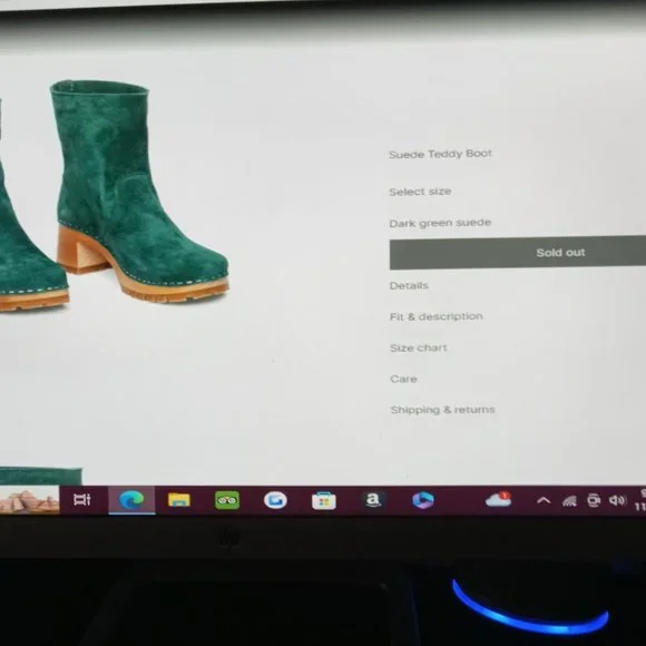 Swedish Hasbeen Teddy Boot NWT size 38 Dark Green Suede - Picture 6 of 7